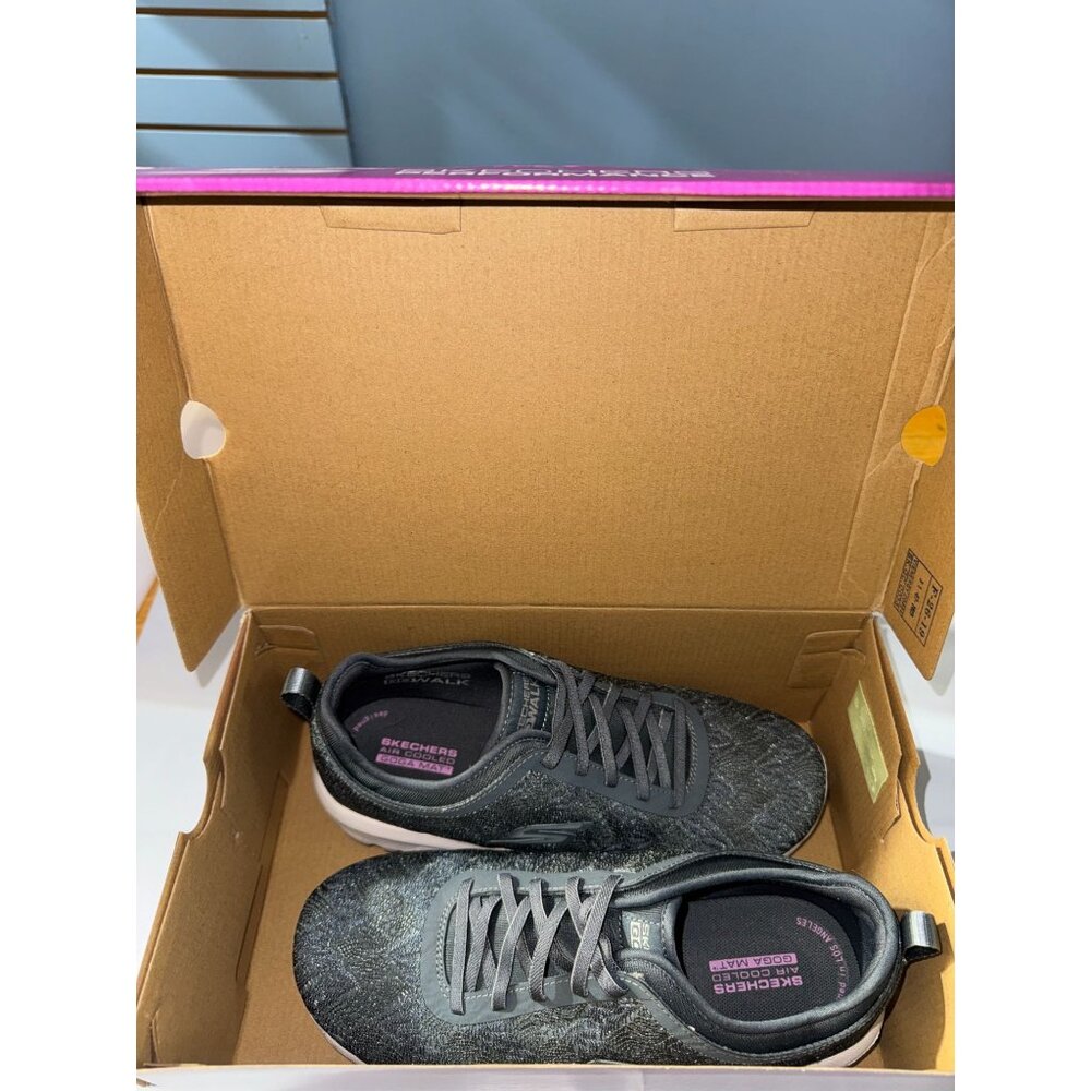 Skechers Go Walk Travel Cyprus Womens Charcoal Wide Fit Shoes 7.5 Vegan Machine